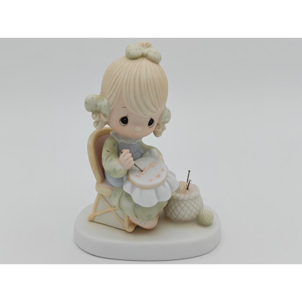 Precious Moments E 3106 Mother Sew Dear Figurine‎ Enesco Porcelain Vintage 1979